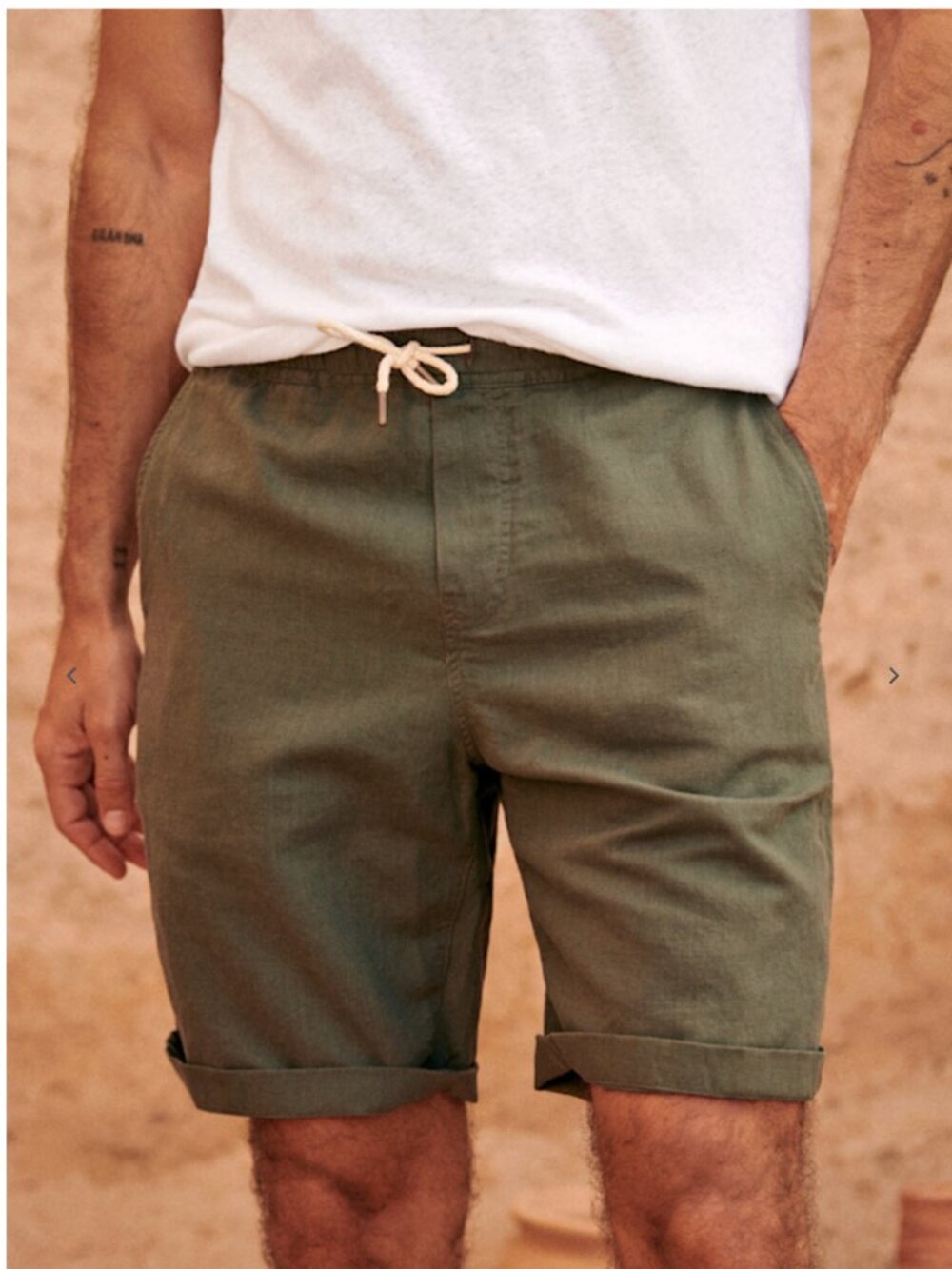 Octobre Editions Linen Cotton Drawstring Shorts Green Sz. M